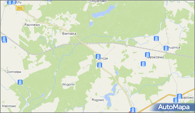 mapa Bińcze, Bińcze na mapie Targeo