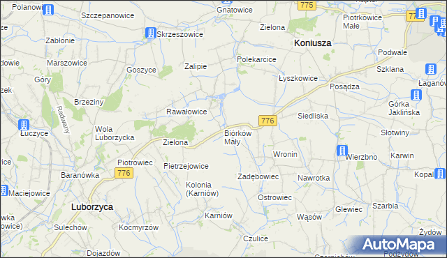 mapa Biórków Mały, Biórków Mały na mapie Targeo