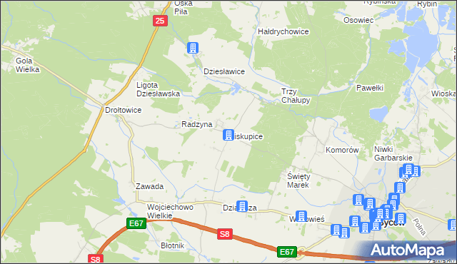 mapa Biskupice gmina Syców, Biskupice gmina Syców na mapie Targeo