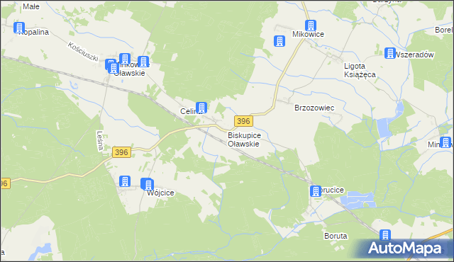 mapa Biskupice Oławskie, Biskupice Oławskie na mapie Targeo