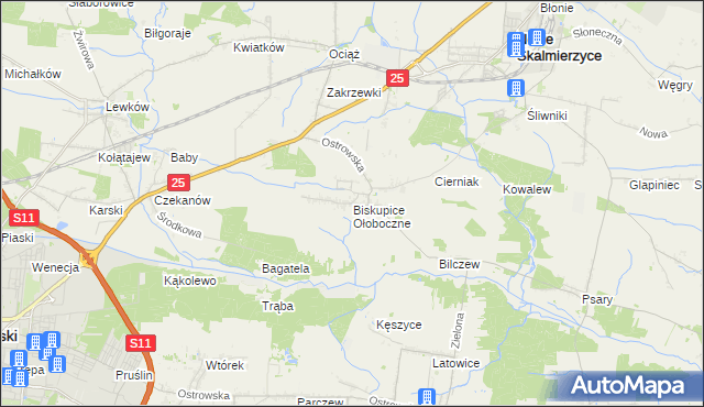 mapa Biskupice Ołoboczne, Biskupice Ołoboczne na mapie Targeo