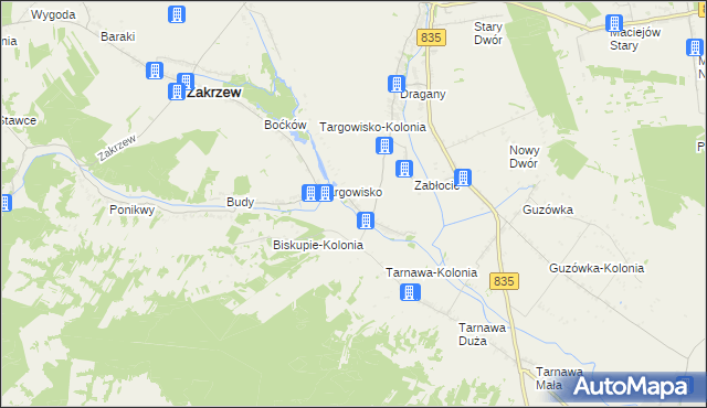 mapa Biskupie gmina Wysokie, Biskupie gmina Wysokie na mapie Targeo