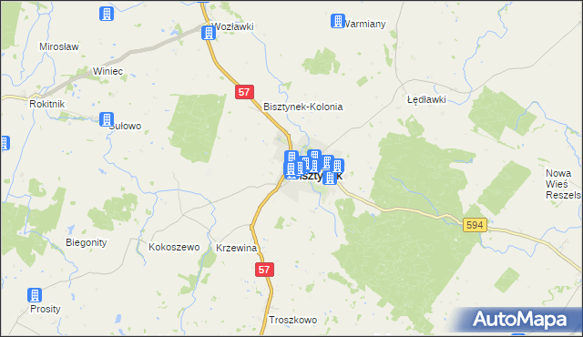 mapa Bisztynek, Bisztynek na mapie Targeo