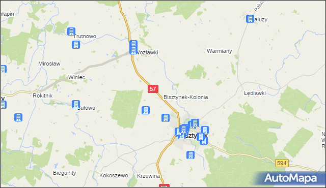 mapa Bisztynek-Kolonia, Bisztynek-Kolonia na mapie Targeo