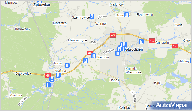 mapa Błachów, Błachów na mapie Targeo