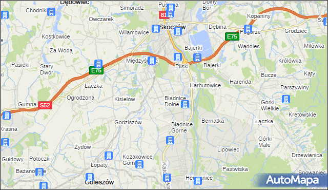 mapa Bładnice Dolne, Bładnice Dolne na mapie Targeo