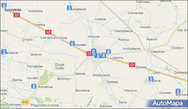 mapa Błaszki, Błaszki na mapie Targeo