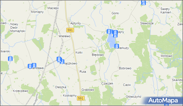 mapa Błędowo gmina Barciany, Błędowo gmina Barciany na mapie Targeo