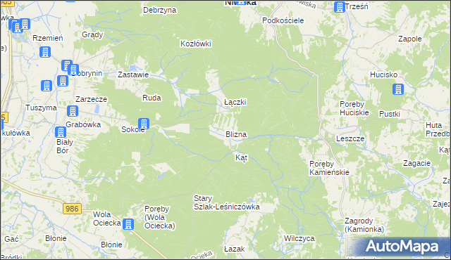 mapa Blizna gmina Ostrów, Blizna gmina Ostrów na mapie Targeo