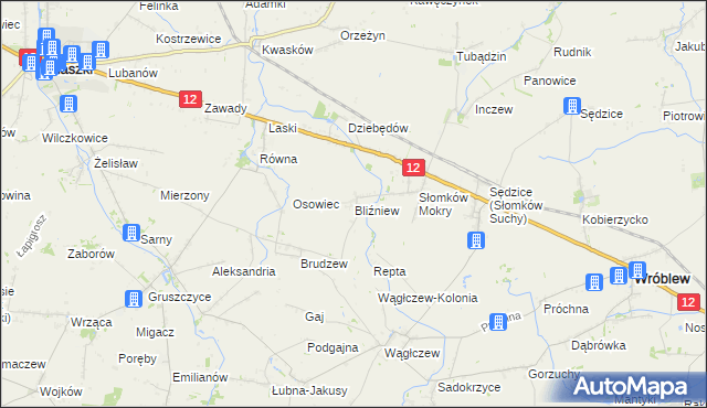 mapa Bliźniew, Bliźniew na mapie Targeo
