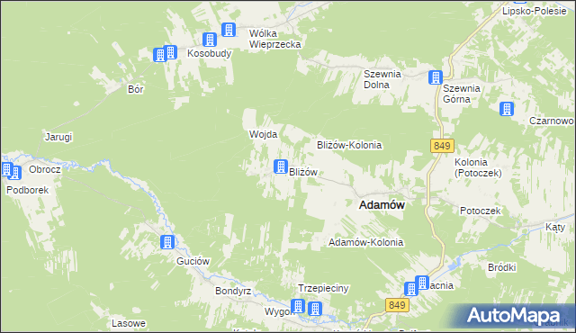 mapa Bliżów, Bliżów na mapie Targeo