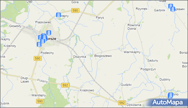 mapa Błogoszewo, Błogoszewo na mapie Targeo