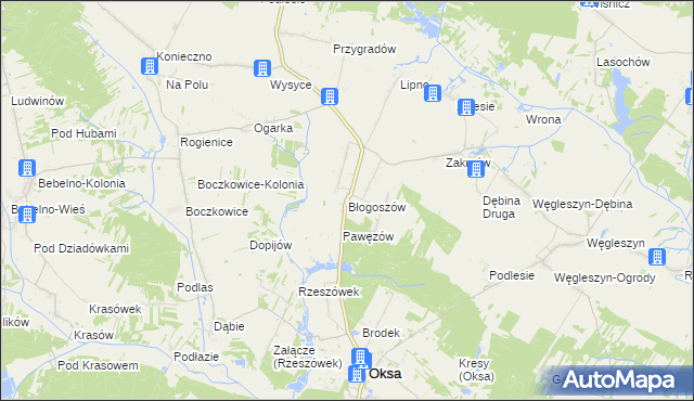 mapa Błogoszów, Błogoszów na mapie Targeo