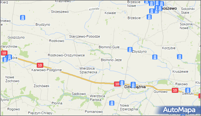 mapa Błomino-Jeże, Błomino-Jeże na mapie Targeo