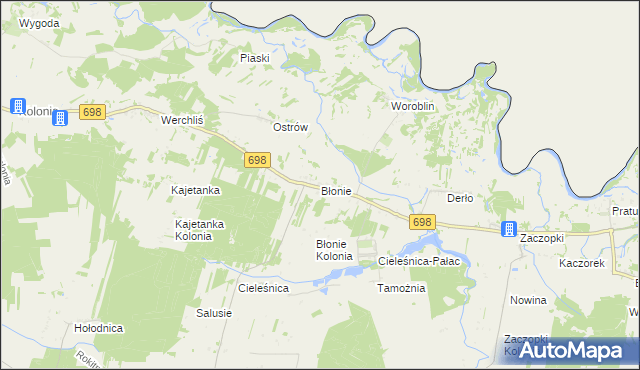 mapa Błonie gmina Janów Podlaski, Błonie gmina Janów Podlaski na mapie Targeo