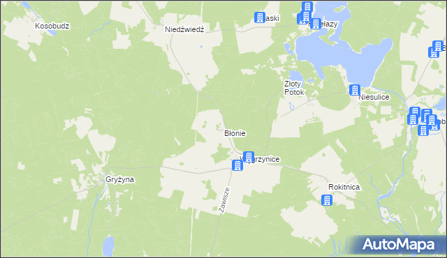 mapa Błonie gmina Skąpe, Błonie gmina Skąpe na mapie Targeo