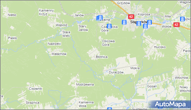 mapa Błotnica gmina Stąporków, Błotnica gmina Stąporków na mapie Targeo