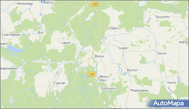 mapa Błotno gmina Nowogard, Błotno gmina Nowogard na mapie Targeo