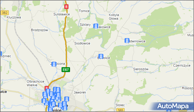 mapa Bobolice gmina Ząbkowice Śląskie, Bobolice gmina Ząbkowice Śląskie na mapie Targeo