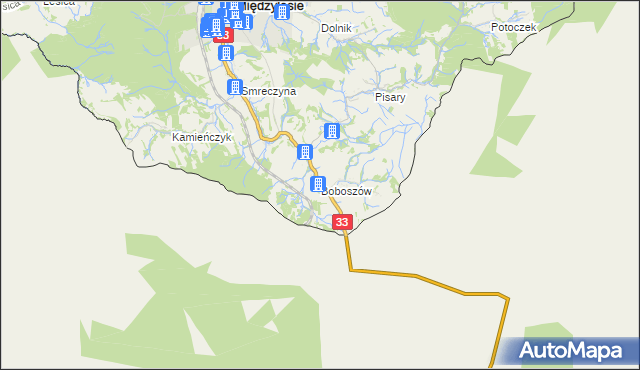 mapa Boboszów, Boboszów na mapie Targeo