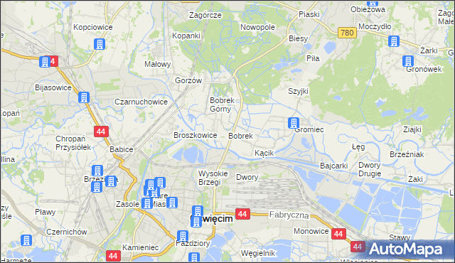 mapa Bobrek gmina Chełmek, Bobrek gmina Chełmek na mapie Targeo