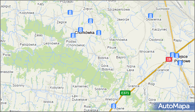 mapa Bóbrka gmina Chorkówka, Bóbrka gmina Chorkówka na mapie Targeo