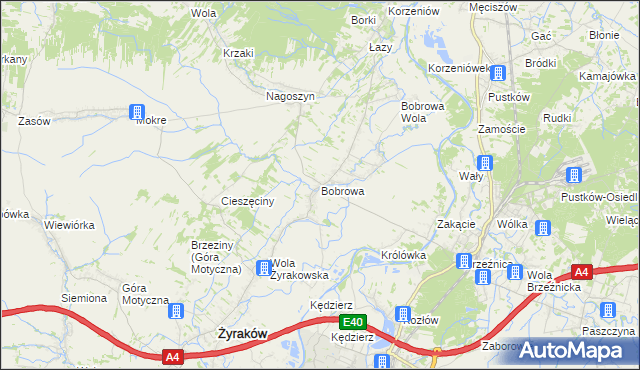 mapa Bobrowa gmina Żyraków, Bobrowa gmina Żyraków na mapie Targeo