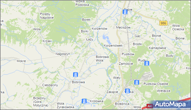 mapa Bobrowa Wola, Bobrowa Wola na mapie Targeo