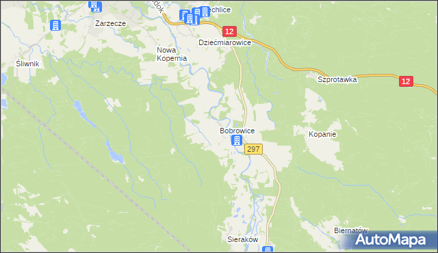 mapa Bobrowice gmina Szprotawa, Bobrowice gmina Szprotawa na mapie Targeo