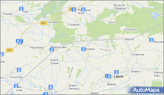 mapa Bobrówka gmina Laszki, Bobrówka gmina Laszki na mapie Targeo