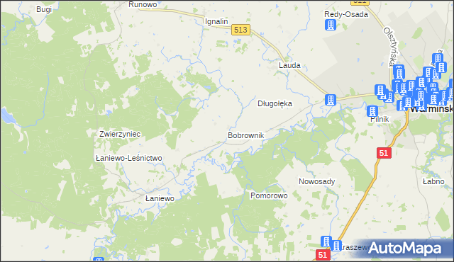 mapa Bobrownik, Bobrownik na mapie Targeo