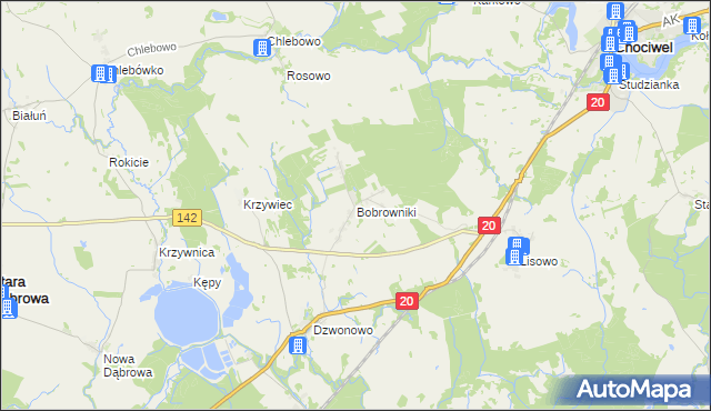 mapa Bobrowniki gmina Chociwel, Bobrowniki gmina Chociwel na mapie Targeo