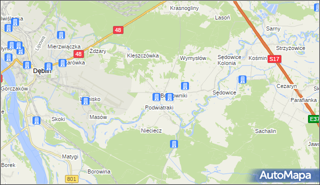 mapa Bobrowniki gmina Ryki, Bobrowniki gmina Ryki na mapie Targeo