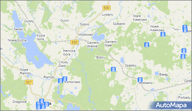 mapa Bobry gmina Jonkowo, Bobry gmina Jonkowo na mapie Targeo