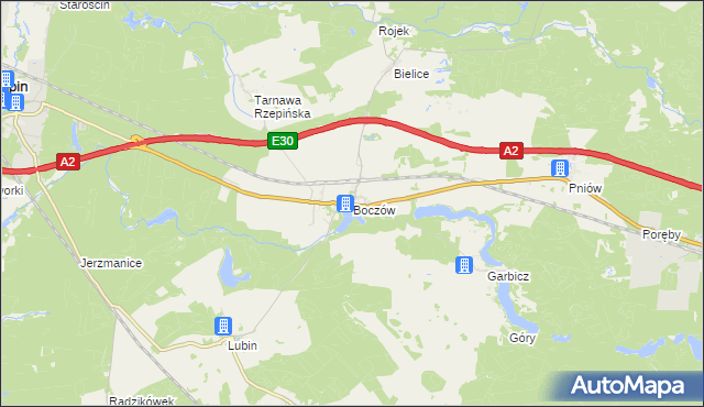 mapa Boczów gmina Torzym, Boczów gmina Torzym na mapie Targeo