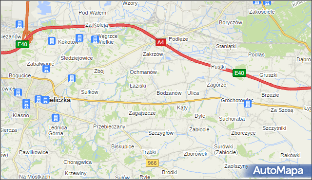 mapa Bodzanów gmina Biskupice, Bodzanów gmina Biskupice na mapie Targeo