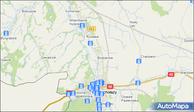 mapa Bodzanów gmina Głuchołazy, Bodzanów gmina Głuchołazy na mapie Targeo