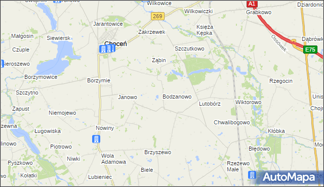 mapa Bodzanowo gmina Choceń, Bodzanowo gmina Choceń na mapie Targeo