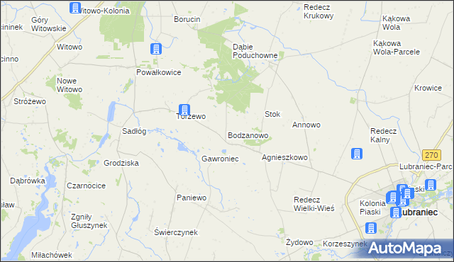mapa Bodzanowo gmina Lubraniec, Bodzanowo gmina Lubraniec na mapie Targeo