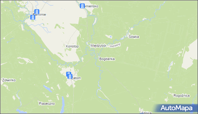 mapa Bogdanka gmina Drawno, Bogdanka gmina Drawno na mapie Targeo