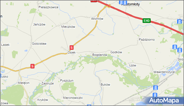 mapa Bogdanów gmina Kostomłoty, Bogdanów gmina Kostomłoty na mapie Targeo