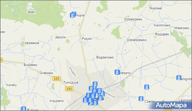 mapa Bogdanowo gmina Gołańcz, Bogdanowo gmina Gołańcz na mapie Targeo