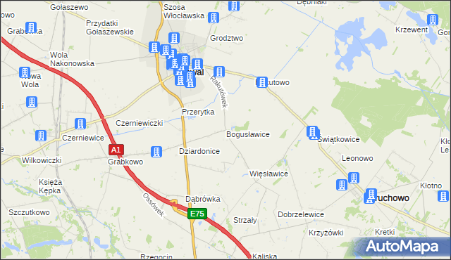 mapa Bogusławice gmina Kowal, Bogusławice gmina Kowal na mapie Targeo