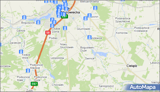 mapa Bogusławki Duże, Bogusławki Duże na mapie Targeo