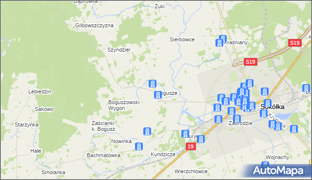 mapa Bogusze gmina Sokółka, Bogusze gmina Sokółka na mapie Targeo