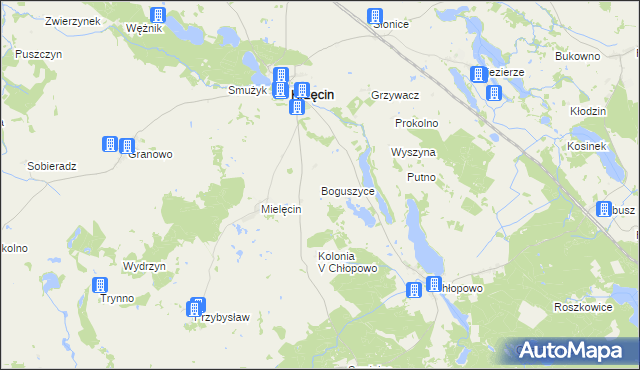 mapa Boguszyce gmina Krzęcin, Boguszyce gmina Krzęcin na mapie Targeo
