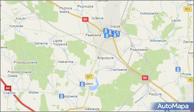 mapa Boguszyce gmina Toszek, Boguszyce gmina Toszek na mapie Targeo