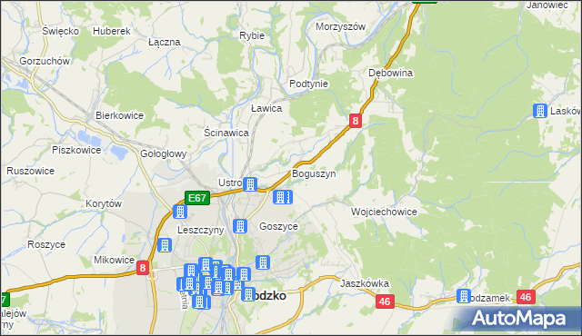 mapa Boguszyn gmina Kłodzko, Boguszyn gmina Kłodzko na mapie Targeo