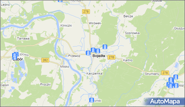 mapa Bojadła, Bojadła na mapie Targeo