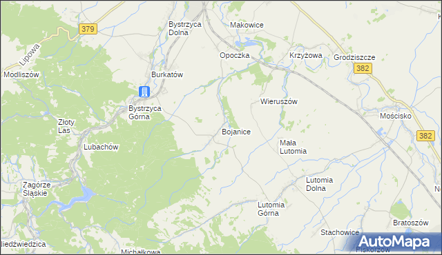 mapa Bojanice gmina Świdnica, Bojanice gmina Świdnica na mapie Targeo